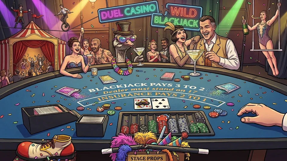 A themed Duel blackjack table, staged room around an unstaged game