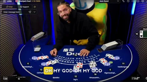 Drake at the Duel blackjack table